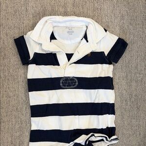Striped Navy and White Kids Polo Shirt